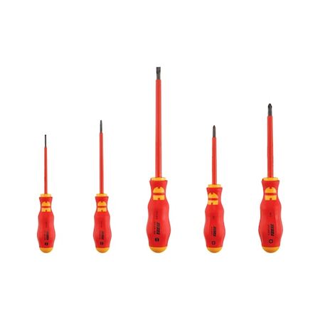 VDE Insulated Screwdriver Set | 5 Pieces | Black-Oxide Insulated Shank | Up to 1,500V DC | by Wurth