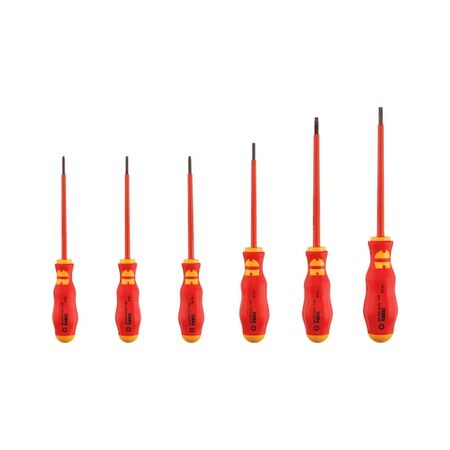 VDE Screwdriver TX Set 6 Pieces | Insulated for 1,000V AC | Black-Oxide Shank | IEC 60900 Certified | by Wurth