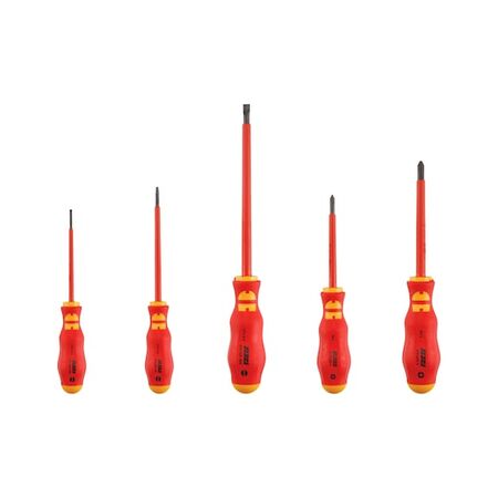 VDE Insulated Screwdriver Set | 5 Pieces | Bronzed Blades | Up to 1,500V | by Wurth
