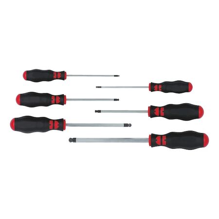 Hexagon Ball Head Screwdriver Set | Brushed Chromium-Plated | Black Point | 6 Pieces | by Wurth