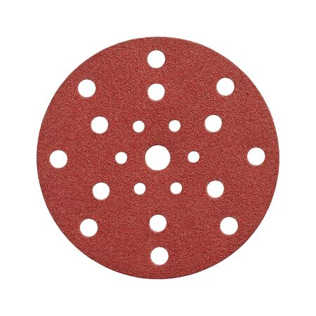 Vehicle Dry Abrasive Paper Disc RED PERFECT® | P320 Grid Size | 21-Hole Pattern | Hook and Loop | @Pack of 100 | by Wurth