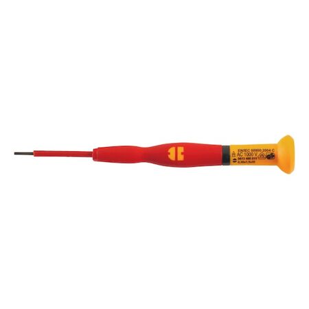 VDE Precision Screwdriver | Insulated Flat Slotted | 1000V AC & 1500V DC | 60mm Blade | by Wurth