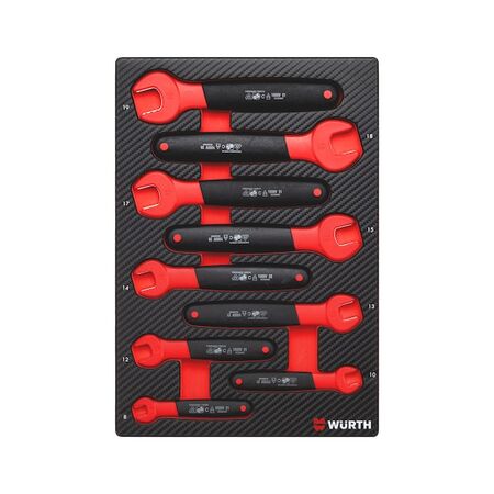 VDE Open End Wrench Set | 9 Pieces | Carbon Finish | Compatible with ORSY System | by Wurth