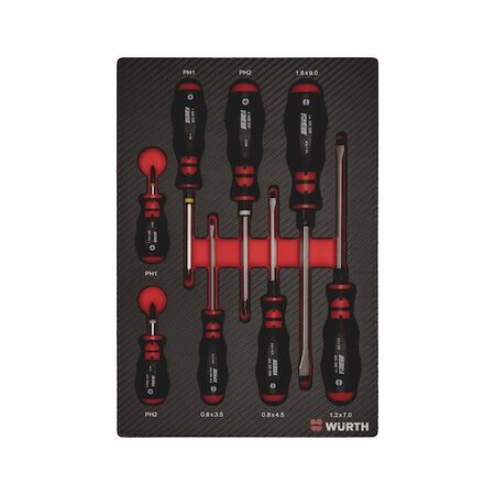 Screwdriver Set 8 Pieces | ORSY Compatible | Carbon Finish | by Wurth