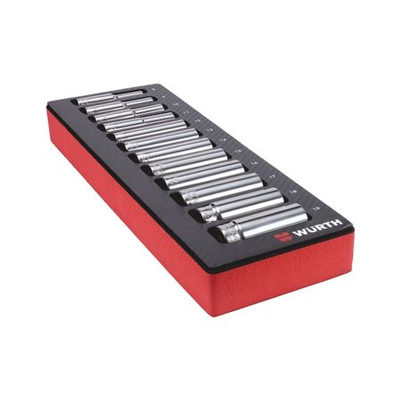 Socket Wrench Set 3/8 Inch | 12 Pieces | Carbon Finish | by Wurth