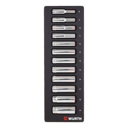 Socket Wrench Set 3/8 Inch | 12 Pieces | Carbon Finish | by Wurth