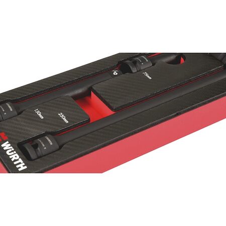 Power Socket Wrench Accessories Set | 6 Pieces | Carbon Finish | by Wurth