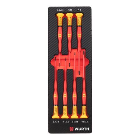 Precision Mechanic's Screwdriver Set VDE | 7 Pieces | VDE Certified | Carbon Finish | by Wurth