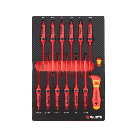 VDE Screwdriver Set 441 | 14 Pieces | Carbon Finish | by Wurth
