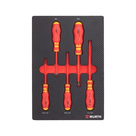 VDE SL/PH Screwdriver Set | 5 Pieces | Carbon Finish | by Wurth
