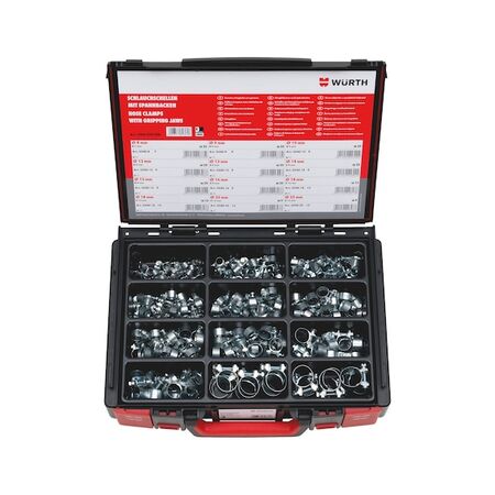 Clamping Jaw Hose Clamp Assortment | 243 Pieces | Durable System Case | Ideal for Automotive & Industrial Use | @1 of 1 | by Wurth