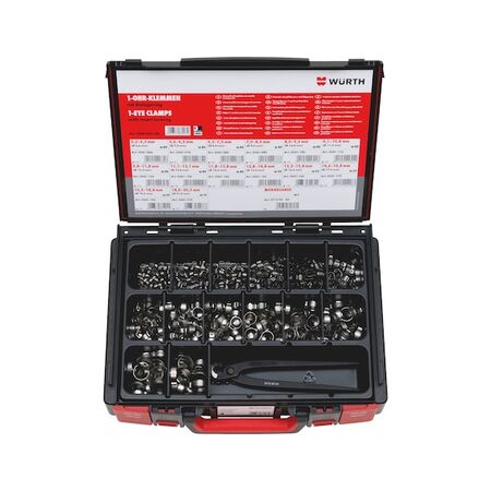 1 Ear Clamp Assortment | 481 Pieces in System Case | High-Grade Steel | Corrosion Resistant | @PCS of 1 | by Wurth