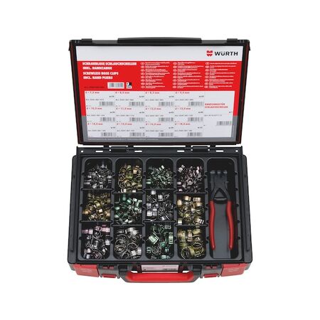 Screwless Hose Clamp Assortment | 511 Pieces | Robust System Case | Quick Installation | by Wurth