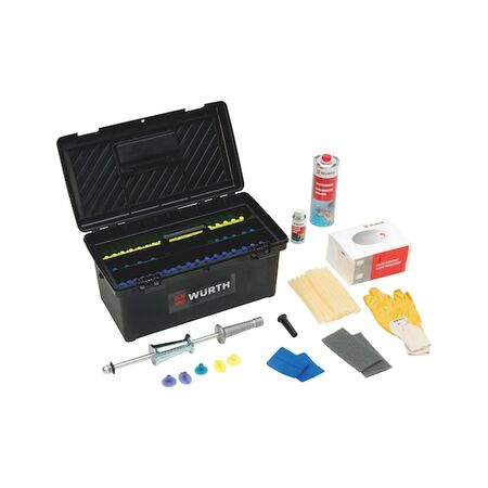 Dent Lifter Set | Adhesive-Based System | 5 Pulling Adapters | Paintless Repair | by Wurth