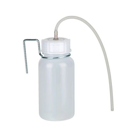 Brake Fluid Collection Bottle | 1 Litre Capacity | Elastic Silicone Hose | Screw Cap & Zinc-Plated Hook | by Wurth