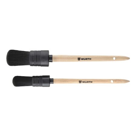 Detailing Round Brush Set 2 Pieces | Synthetic Konex® Bristles | Beech Wood Handle | by Wurth