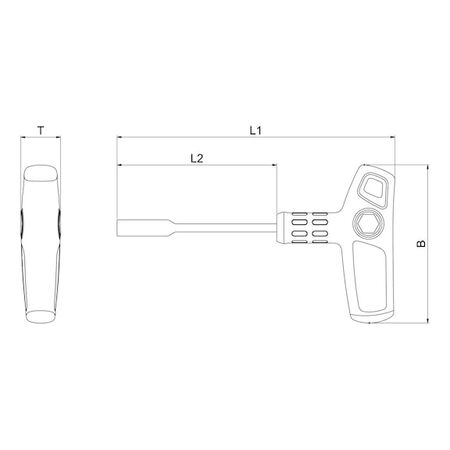 T Handle Hexagon Drive | 2-Component Grip | Chrome Plated | 8mm Width | by Wurth
