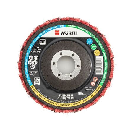 3D Non-Woven Lamella Flap Disc | Coarse Design | 115mm Diameter | Brown Color | by Wurth