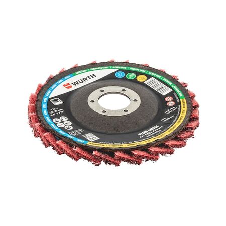 RED PERFECT® 3D Non-Woven Lamella Flap Disc | 115mm Diameter | Rugged Fiberglass Backing | Cooler Grinding | by Wurth