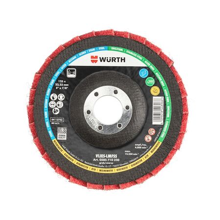 3D Non-Woven Lamella Flap Disc | Coarse Design | 125 mm Diameter | Brown Color | by Wurth