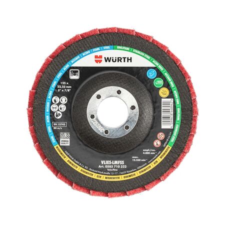 3D Non-Woven Lamella Flap Disc | 125 mm Diameter | Blue Color | Rugged Fiberglass Backing | by Wurth