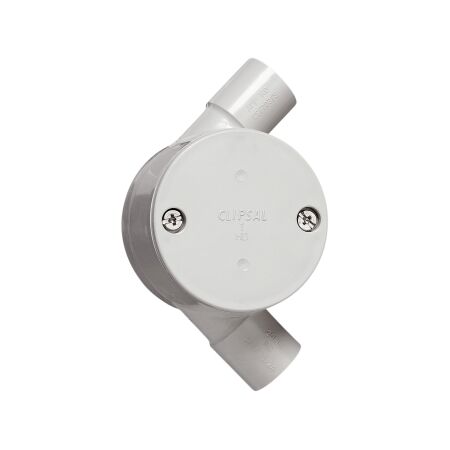 Clipsal - Cable Management, Junction Box, Standard, 20mm I.D, 2 Way Angle Entry - Grey
