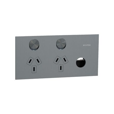 Clipsal Solis T Series Double Switch Power Point | 230V-240V | 10A Rated | Removable Extra Switch | @Each of 1 | by Clipsal