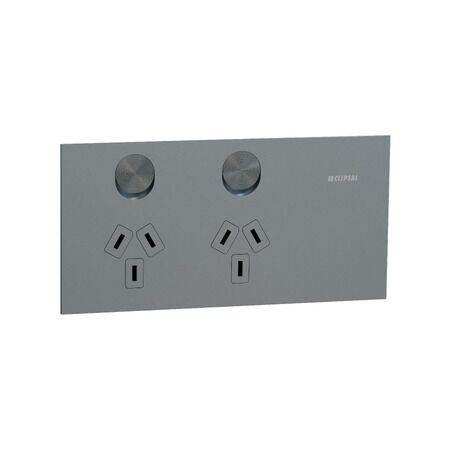 Double Switch Power Point | Horizontal Mount | 10A Rated | Shuttered Safety | @Each of 10 | by Clipsal