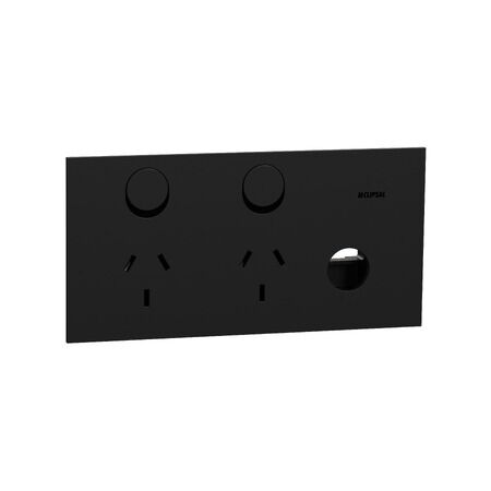 Clipsal Solis Double Switch Power Point | 230V-240V | 10A Rated | Removable Extra Switch | @Each of 1 | by Clipsal