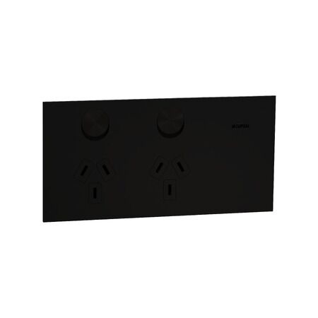 Double Switch Power Point | Horizontal Mount | 230V-240V | 10A | Ebony Aluminium | @Each of 10 | by Clipsal