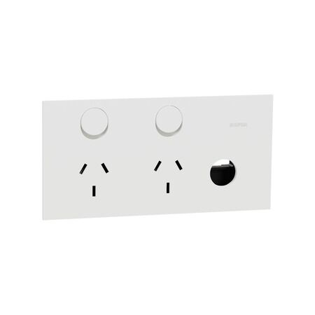 Double Switch Power Point | Removable Extra Switch | Horizontal Mount | 10A | Zen White | @Each of 1 | by Clipsal
