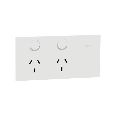 Double Switch Power Point | Horizontal Mount | 230V-240V | 10A | Zen White | @Each of 10 | by Clipsal