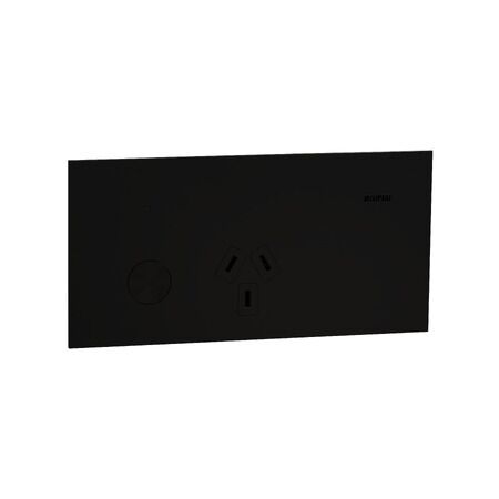 Clipsal Solis T Series Double Switch Power Point | Wiser Connected | Horizontal Mount | 10A | Ebony Aluminium | @Each of 1 | by Clipsal