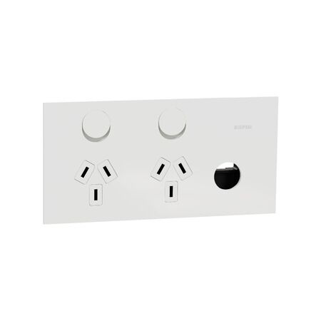 Double Switch Power Point | Removable Extra Switch | White Ceramic Finish | 10A Rated | @Each of 1 | by Clipsal