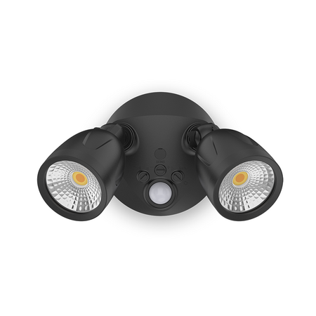 Hawk 12W Twin LED Security Spotlight - IP65 - Black - w/PIR Sensor