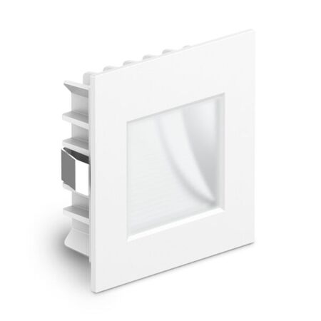 3w 24 Volt DC CV LED Square (70x70) Recessed Step Light  - WHT -3000K-Clear Lens