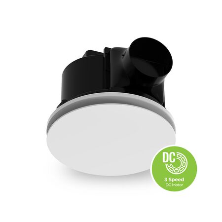 240mm 45W Ducted DC exhaust fan with round white fascia and 3-speed remote control