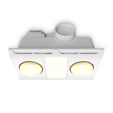 2-Light high-velocity bathroom heater & exhaust w/LED panel - white - Tri-cct