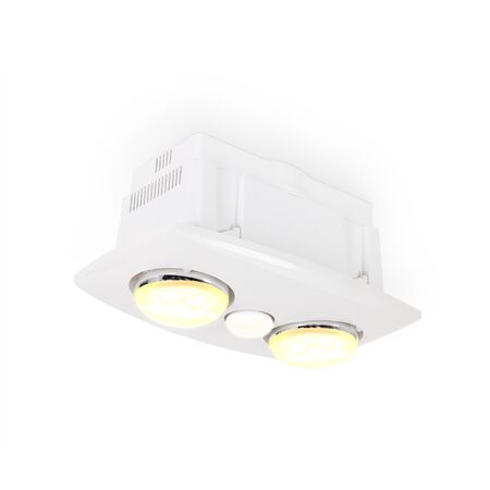 2-Light 3in1 bathroom heater & exhaust w/LED R63 lamp - white