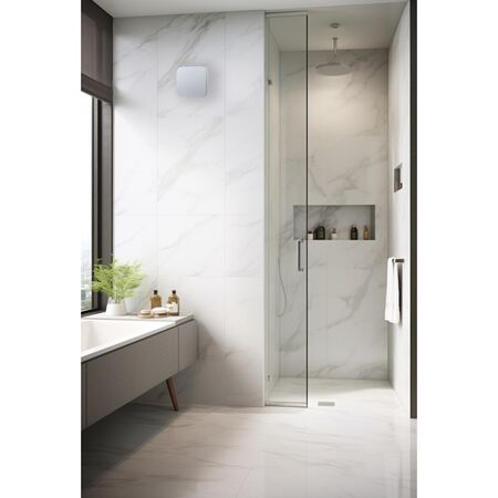 EDGE DC 100 - Energy saving DC 100mm Wall Exhaust Fan - White, square fascia - 24/7 continuous trickle, standard on/off or 10min run on timer mode