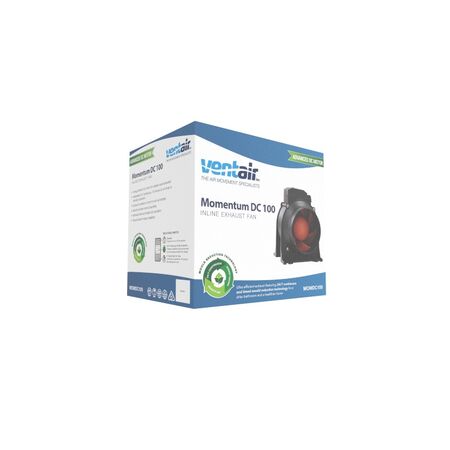 MOMENTUM DC 100 - Energy saving DC 100mm Inline Exhaust Fan with 24/7 continuous trickle ventilation, standard on/off or 10min run on timer mode