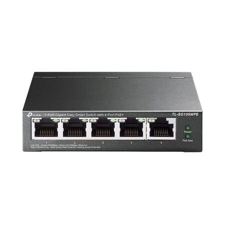 TP-LINK 5-PORT EASY SMART GIGABIT SWITCH, POE+(4), 120W, METAL CASE, 5YR