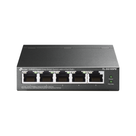 TP-LINK 5-PORT EASY SMART GIGABIT SWITCH, POE+(4), 65W, METAL CASE, 5YR