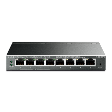 TP-LINK 8-PORT EASY SMART GIGABIT SWITCH, POE+(4), 64W, METAL CASE, 5YR