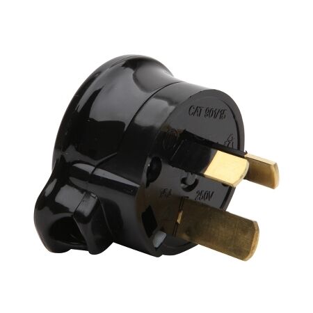 Plug Side Entry Heavy Duty 15A Black