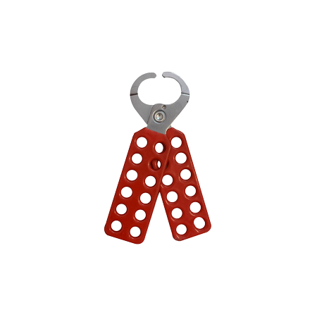 LOCKOUT HASP, MILD STEEL, RED VINYL COATING, 12 HOLES [100]