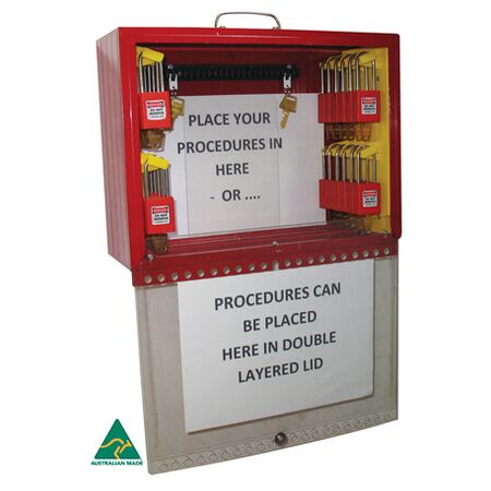 GROUP LOCK BOX, RED ALUMINIUM 84 LOCK POSITIONS