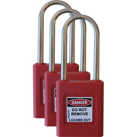 PADLOCK, PLASTIC, COLOUR CODED 50mm SHACKLE, BLACK, [10] PACK