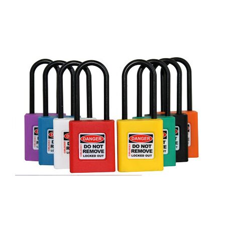 PADLOCK, PLASTIC, COLOUR CODED 38mm NYLON SHACKLE, BLACK