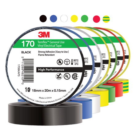 TAPE, VINYL ELECTRICAL 170 TEMFLEX, RBOW, 18mm x 20m [10]